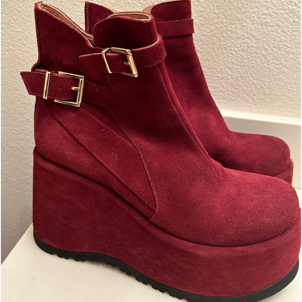 Free People Burgundy Red Suede Sabrina Platform Boots